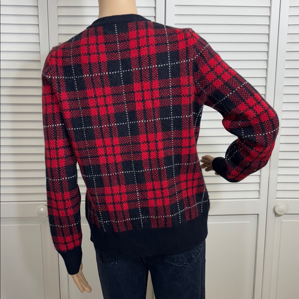 Brooks Brothers Red and Black Plaid Wool & Angora Blend Cardigan Medium - Picture 7 of 11